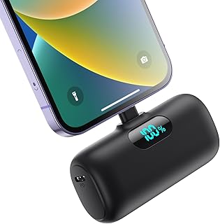 Mini Power Bank 5000mAh, Small & Ultra-Compact 15W PD Fast Charging Portable Charger, LCD Display Cute Battery Pack Compatible with iPhone 14/14 Pro Max/13/13 Pro Max/12/11/XR/X/8/7/6 and More