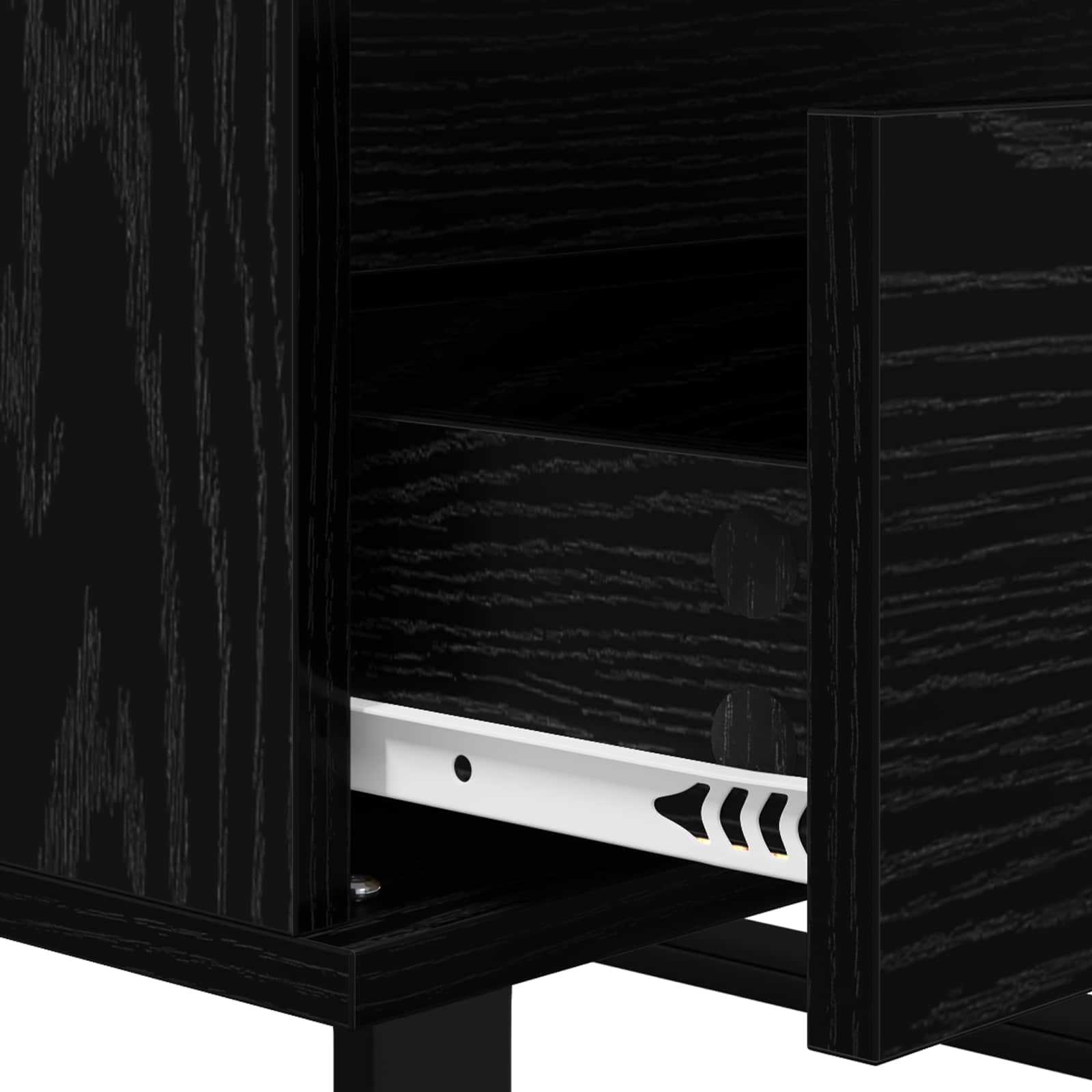 Générique Anrichte aus Holz, schwarz, Füße aus Metall | Kompaktes Design für kleinen Raum, Wohnzimmeraufbewahrung, passende Schubladen, einfache Wartung