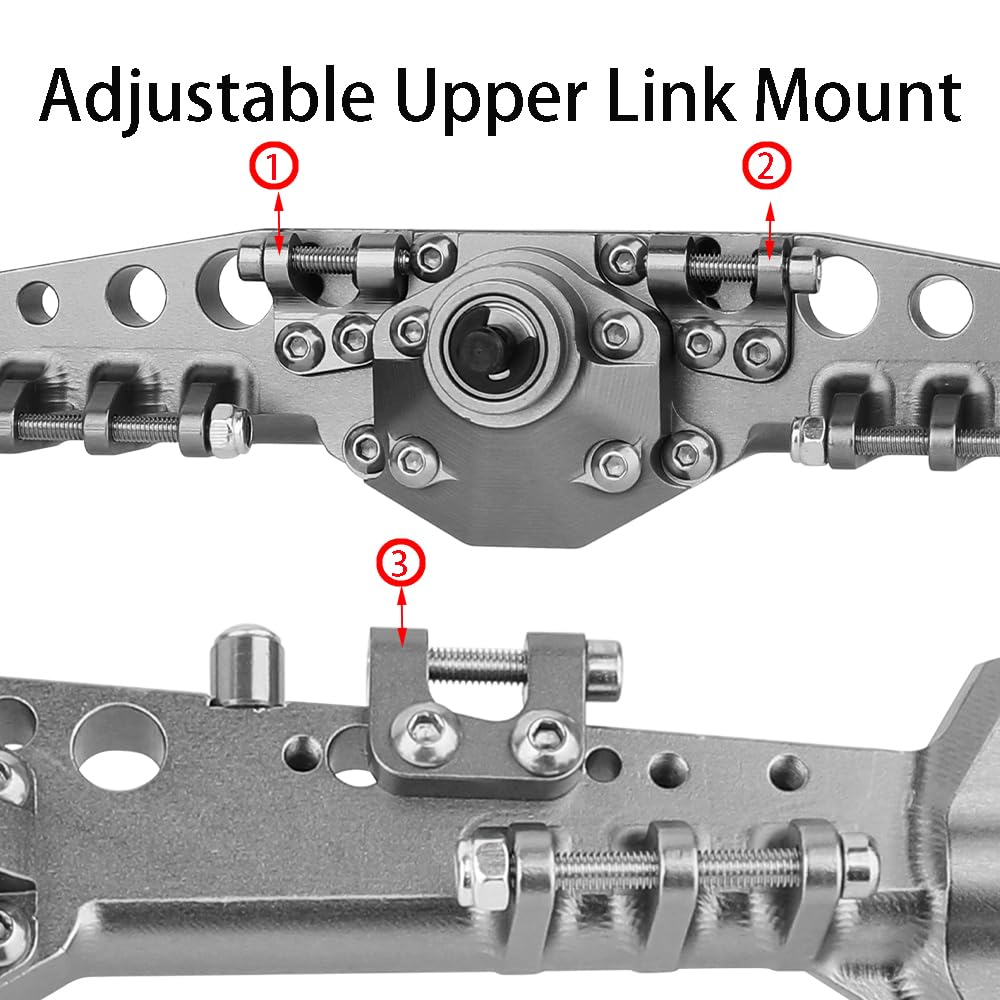 Pothyes Full CNC Machined F9 Portal Front Rear Axle with Adjustable Link Mount for 1/10 RC Crawler Capra Gmade R1 Rock Buggy LCG Cheater Rigs 1.9 UTB Shafty (Titanium)