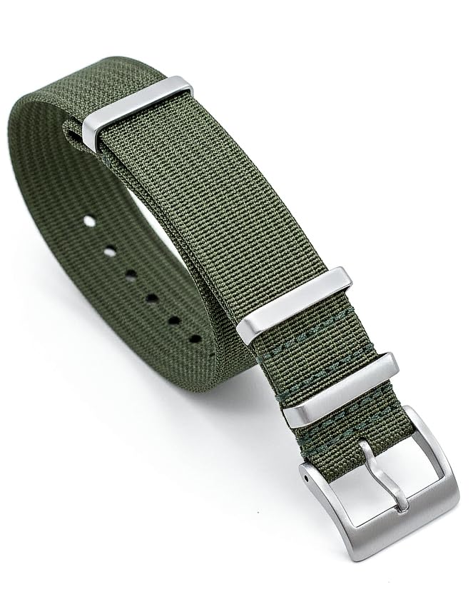 Bracelet montre militaire nylon côtelé 20mm 22mm noir gris