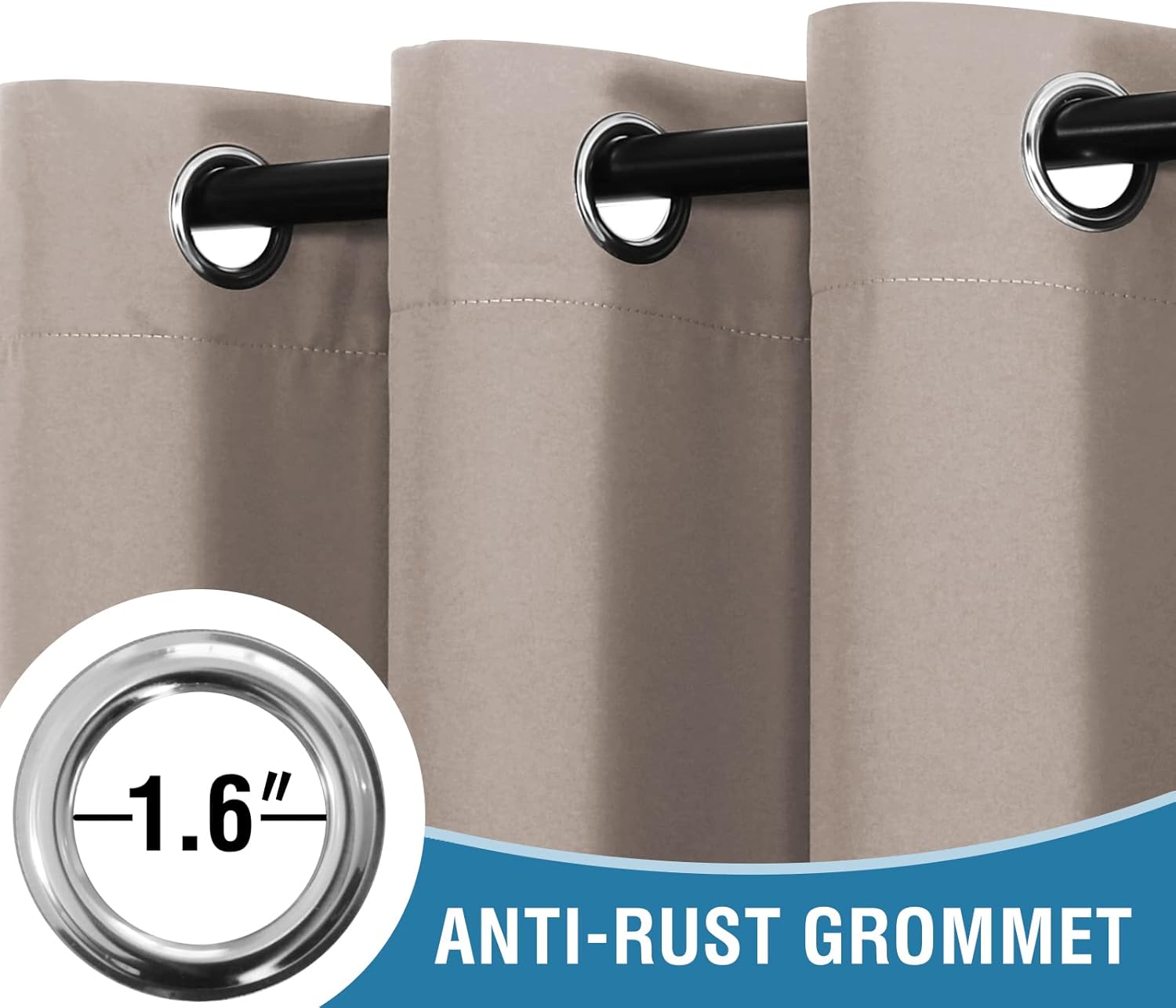 H.VERSAILTEX Patio Door Curtain 100% Blackout Sliding Door Curtains Thermal Insulated, Extra Wide Window Curtain Grommet Black Out Curtains 84 inch Long, W100 x L84 inch - Natural Sand