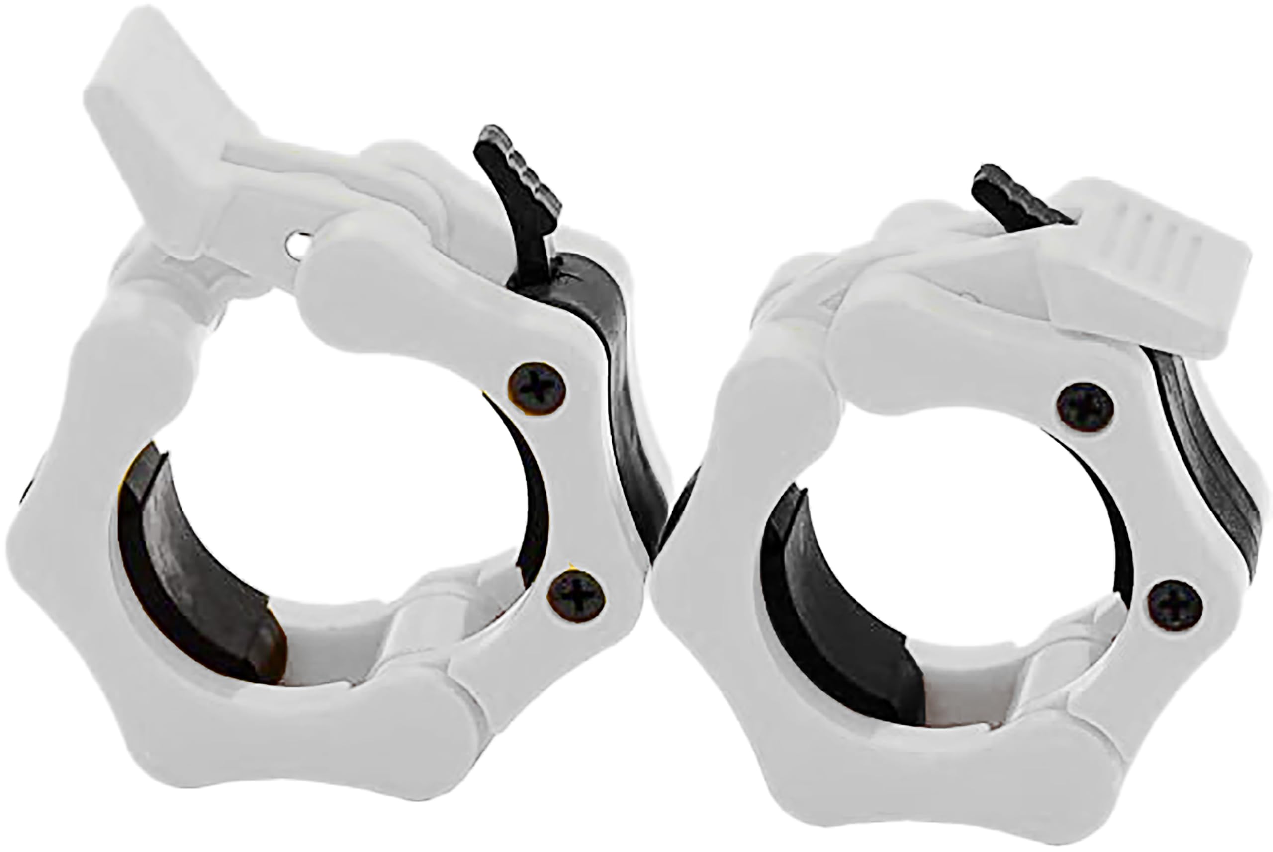GW TechBarbell Clamps 2 inch, Heavy Duty Exercise Collars 2" Quick Release Pair of Locking Pro Olympic Weight Bar Plate Locks Collar Clips - (White)