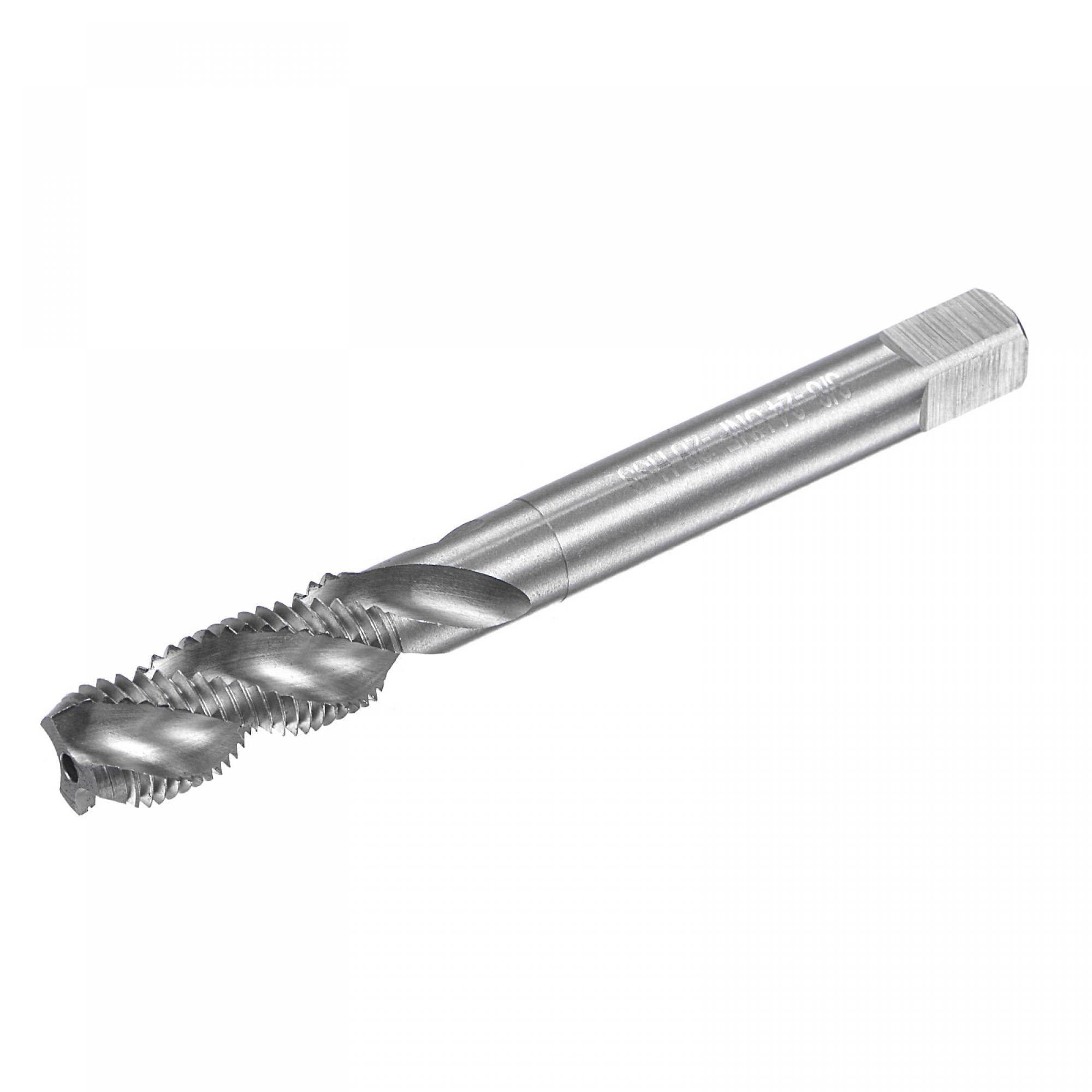 sourcing map Spirale Cannelure Tarauds, 3/8-24 UNF 2B Haute Vitesse Acier (HSS) Sans revêtement Machine Filetage Fraisage Filetage Vis Taraud 3 Cannelures Taraudage Outil