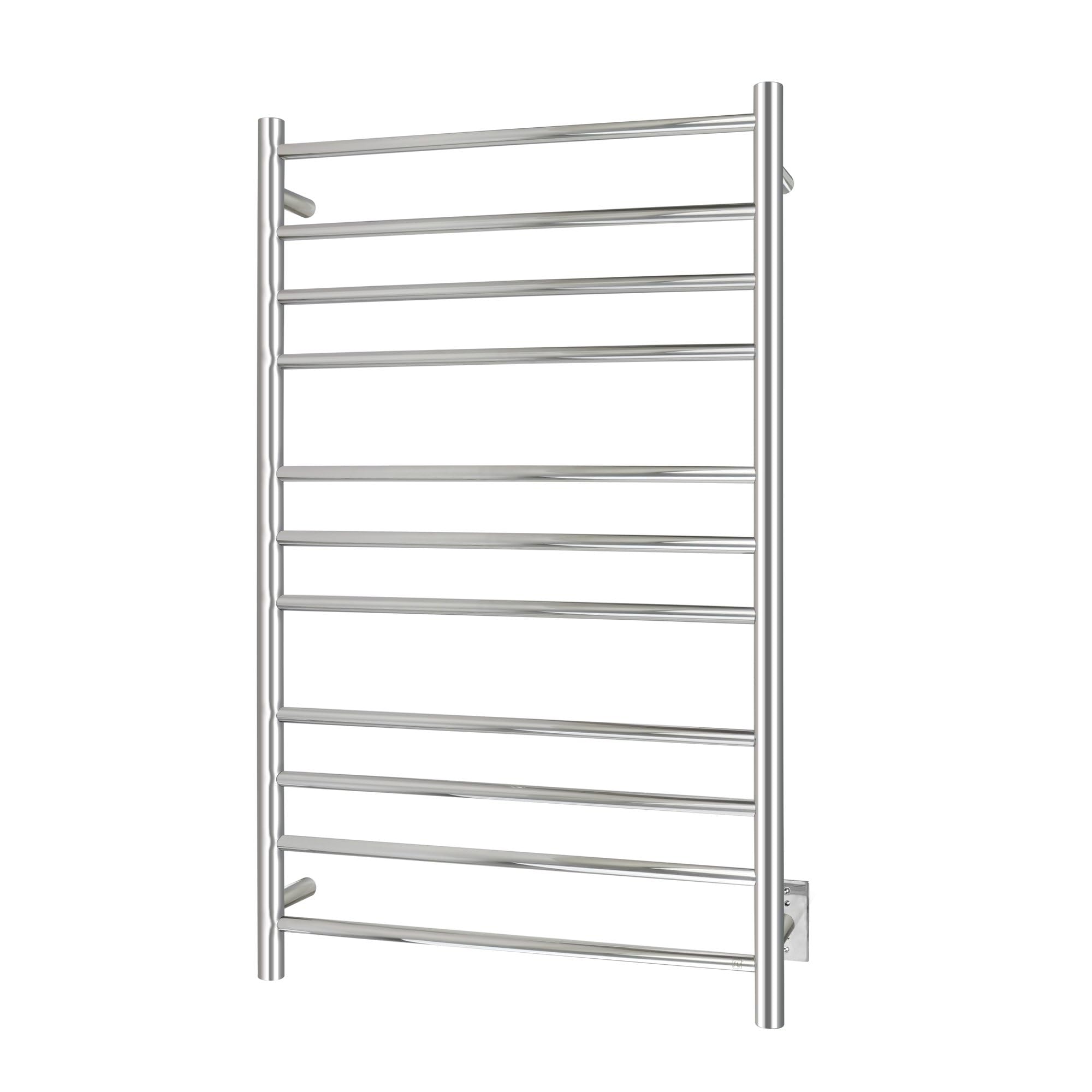 WarmlyYours Malta Heated Towel Rack, 11-Bar Electric Towel Warmer, Hardwired Wall-Mounted, Polished Stainless Steel – Luxurious, Spa-Like Warm Towels for Your Bathroom
