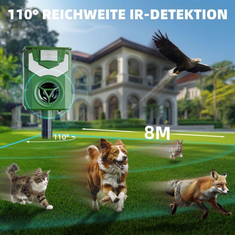 Katzenschreck, Maulwurf Vertreiber, Solar Katzenschreck für Garten, Tiervertreiber mit Flammenlicht, IP44 Wasserdicht Marderschreck Wirksam gegen Katzen, Hunde, Vögel, Füchse, Ratten, Marder, Mäuse