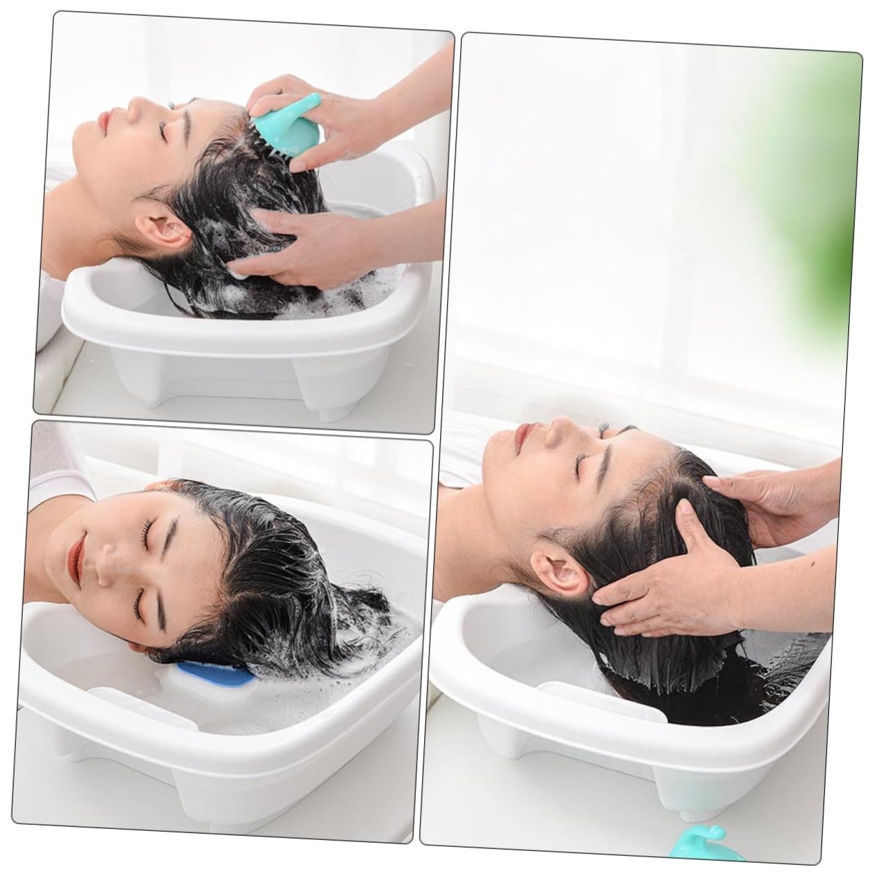 Ergonomisches Tragbares Haarwaschbecken aus Kunststoff mit Wasserablauf und Temperaturerkennung Geeignet für Erwachsene und Kinder Beim Sitzen und Liegen