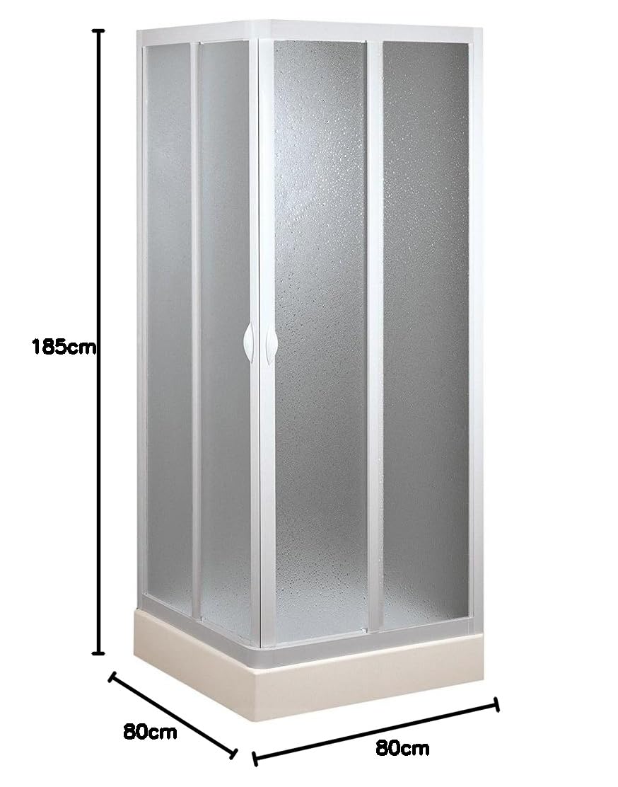Forte: Box doccia Smart angolare in PVC-Acrilico, Anticalcare, Riducibile, Chiusura Magnetica, Kit completo, 80L x 80P x 185H, Bianco