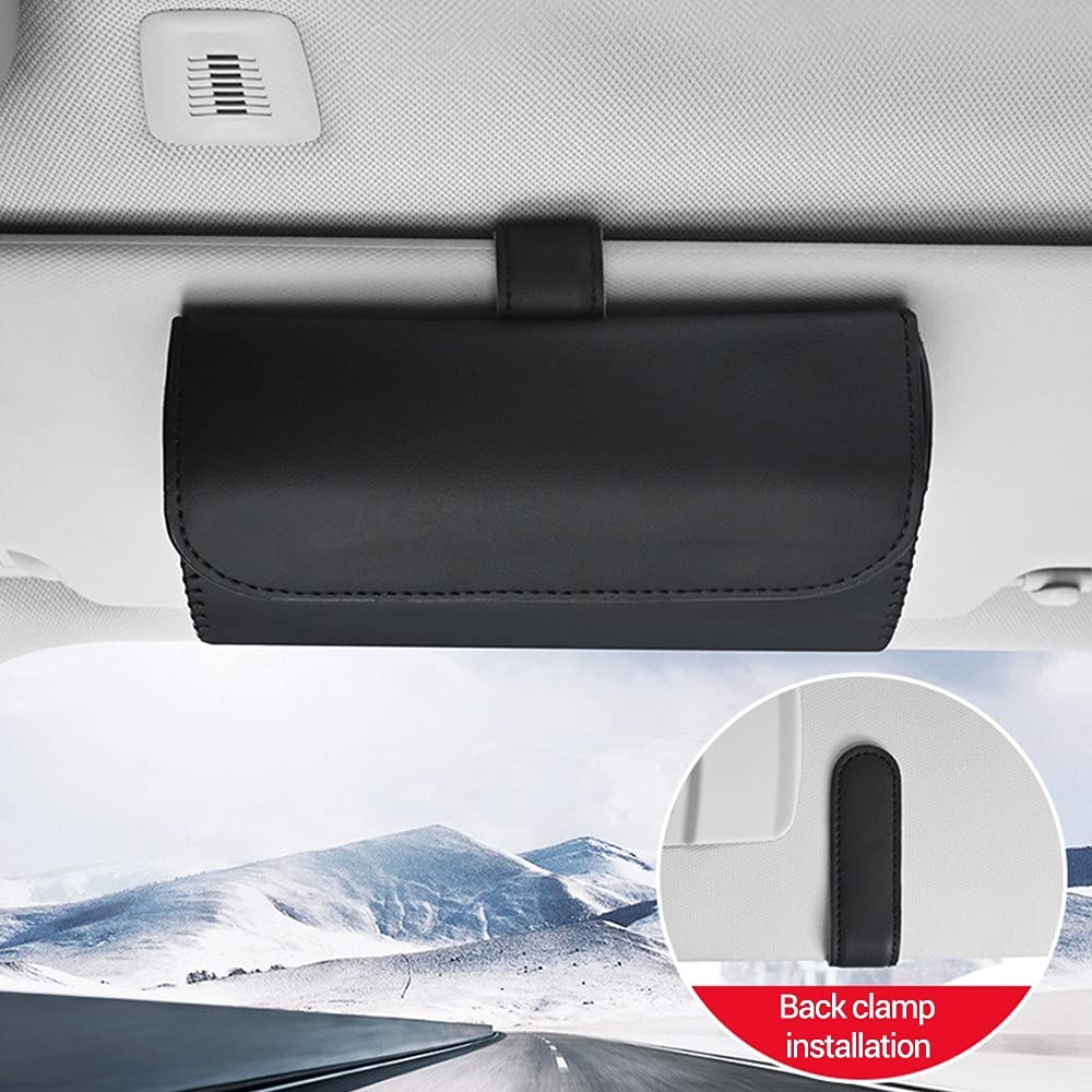 Auto Brillenhalter PU-Leder Auto Sonnenblende Sonnenbrillenbox Autoinnenraum Sonnenbrillenaufbewahrung