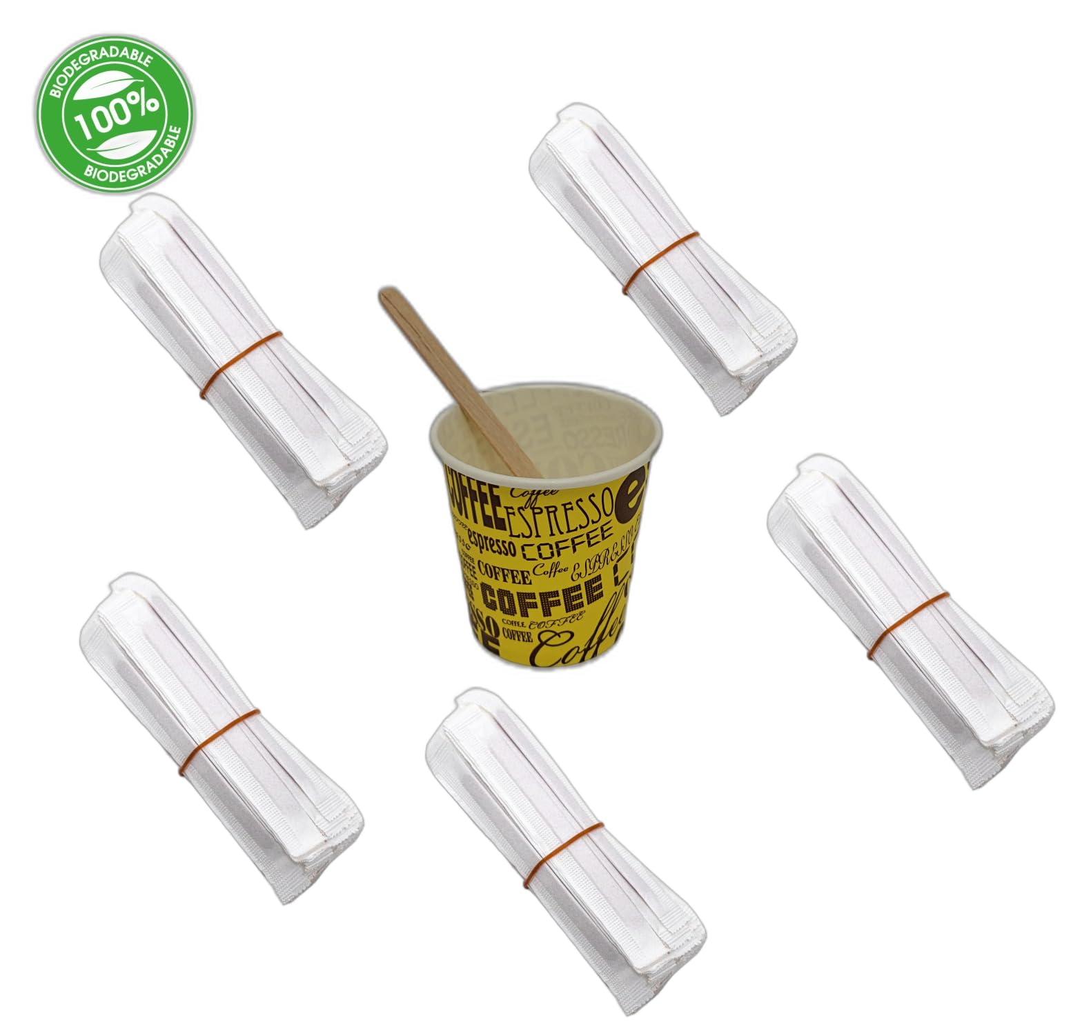 Palette Caffè Monouso Biodegradabili in Legno 350 Pezzi