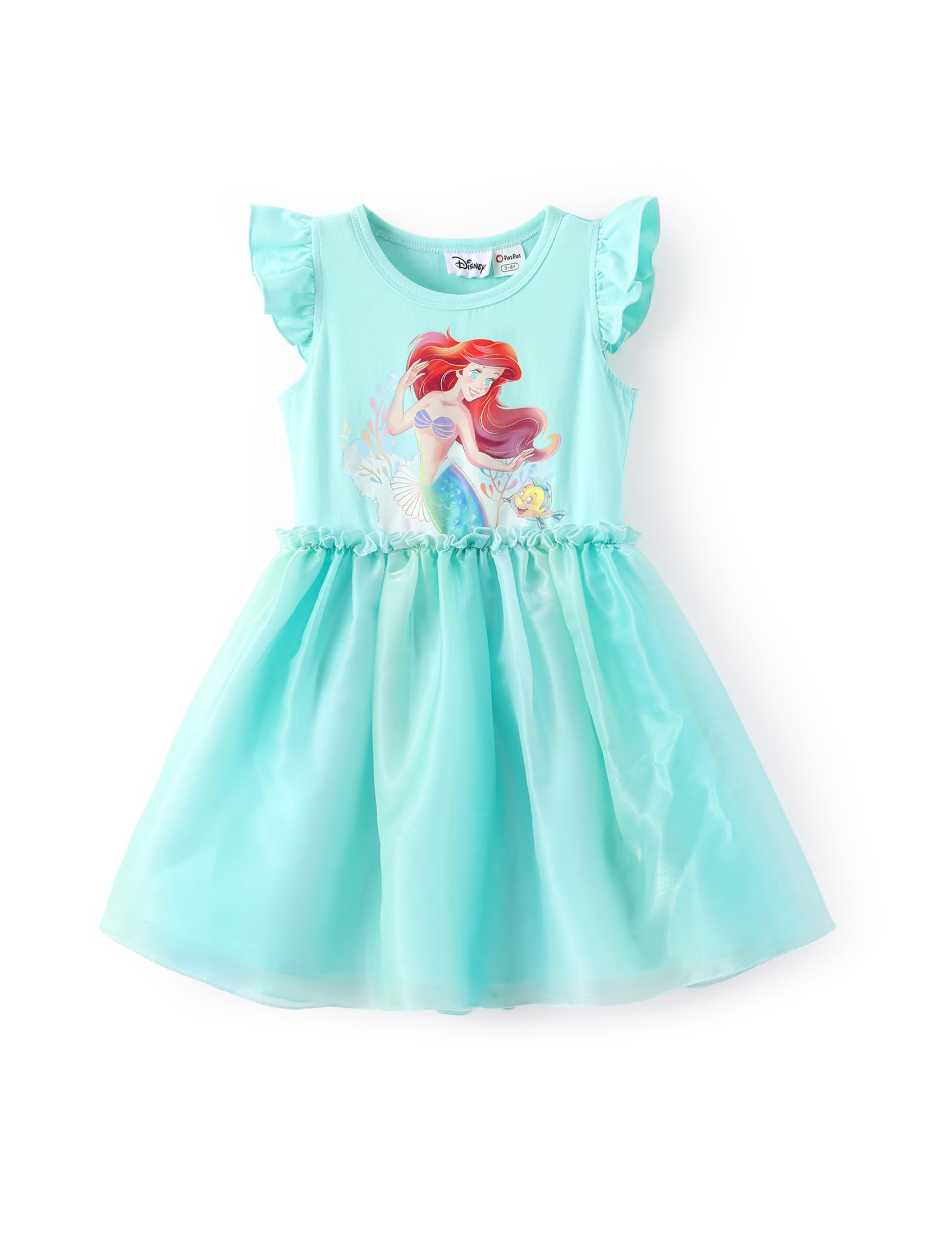 Disney Princess Frozen Elsa Minnie Stitch Toddler Girl Tulle Tutu Dress Ruffle Sleeve Mesh Summer Birthday Party Clothes 2-9Y