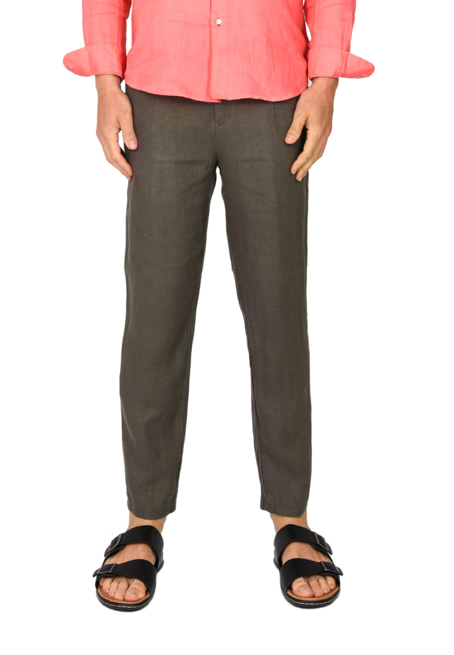 Ciabalù Pantalone Uomo Lino Elegante Pantaloni Capri Estivo Fresco e Comodi Tasca America Taglie Forti