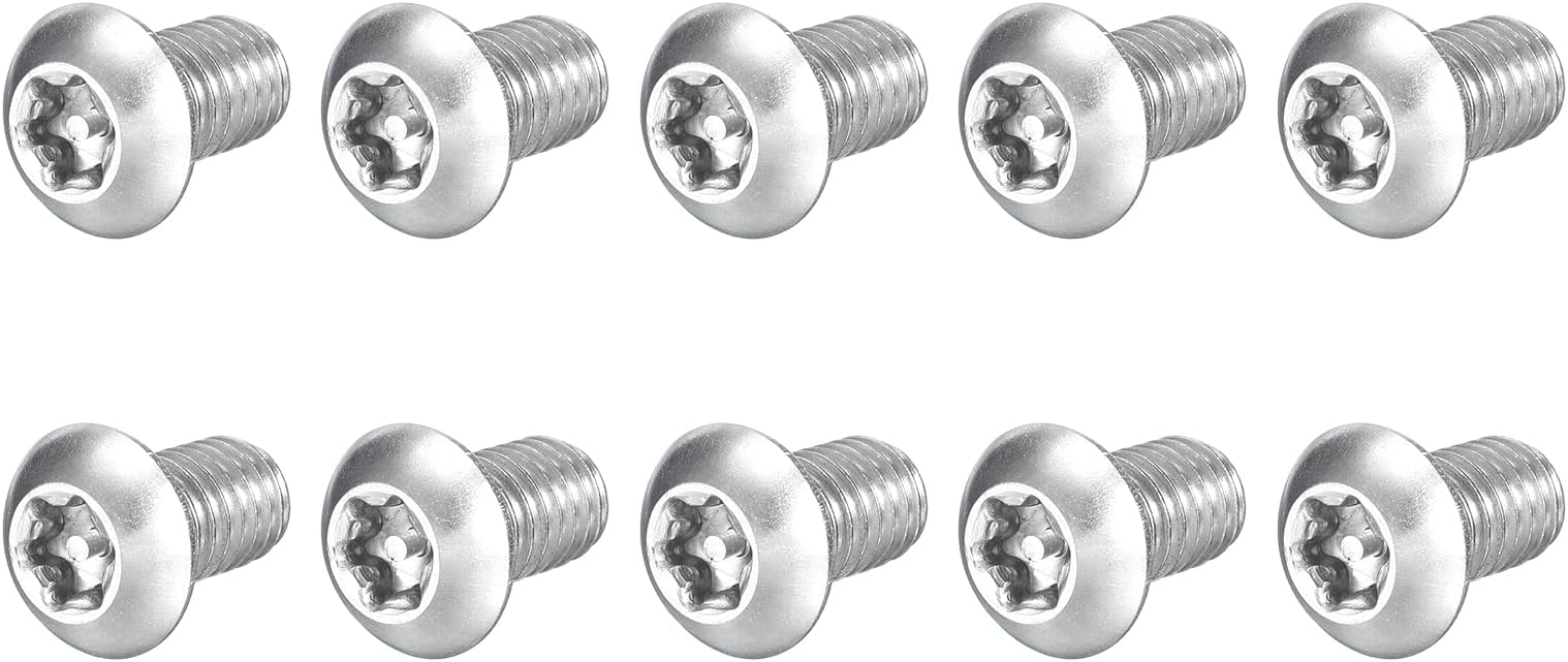 uxcell 10Pcs Torx Security Machine Screws, 3/8-16 x 1/2" 304 Stainless Steel Tamper Resistant Button Head Screws Bolt Full Thread for Anti-Theft Tamper Proof, Silver Tone