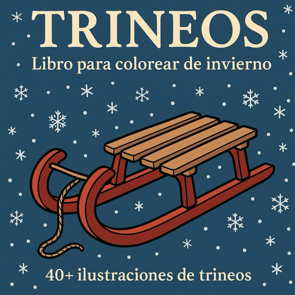 TRINEOS – Libro para colorear de invierno: 40+ ilustraciones de trineos para colorear para niños