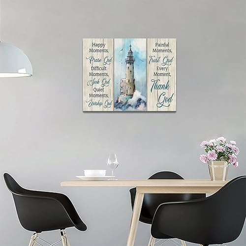 Miniatura 2 de Arte de pared de faro oceánico, cuadros náuticos, decoración de pared, citas cristianas, lienzo religioso, impresiones de arte moderno, decoración