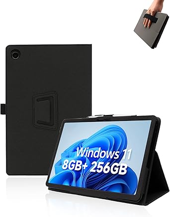 Case for CHUWI Hi10 X2 Tablet 10.1 inch Windows 11 Tablets,UYRUREL Leather Slim Folding Stand Cover with Hand Strap Magnet for Men Women Full Protection,Black.