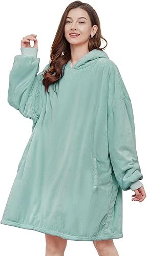 AmyHomie Manta de sherpa con capucha de gran tamaño, sudadera con capucha de forro polar, para mujeres, hombres y niños