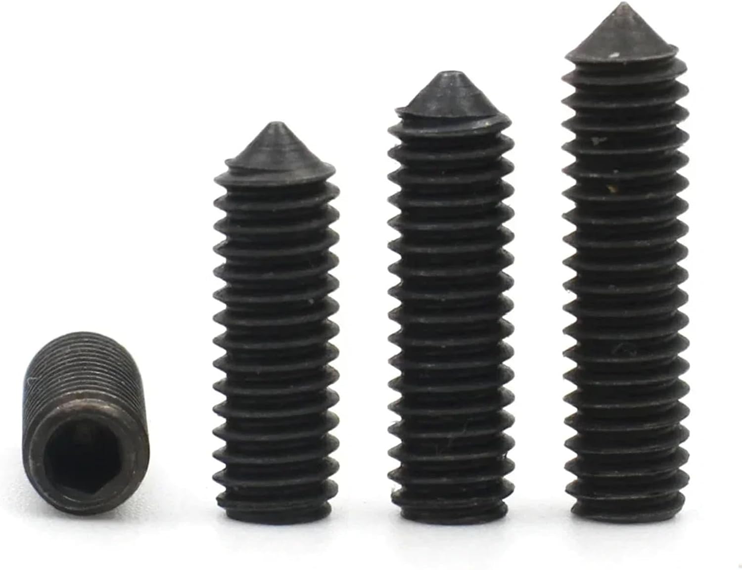 M6 M8 5/6/8-40mm DIN914 Black Carbon Steel Socket Hexagon Cone Point Grub Set Screw Bolt Tapered 10Pcs (20mm (10pcs),M8)