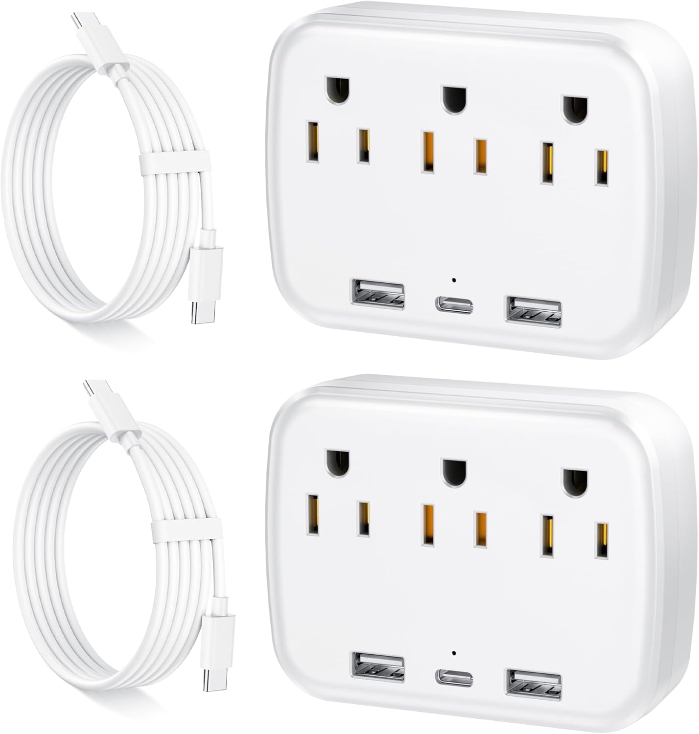 Penemay Multi Plug Wall Outlet Splitter With USB, Multiple Outlet Extender Surge Protector With 3 USB Ports(1 USB C PD20W), Electrical Outlet Adapter Extension for Travel Home Office Dorm 2 Pack White