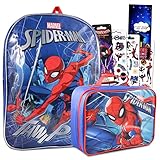 Marvel Spiderman Backpack and Lunch Box Set for Kids - Bundle with Avengers Backpack and Lunch Bag...