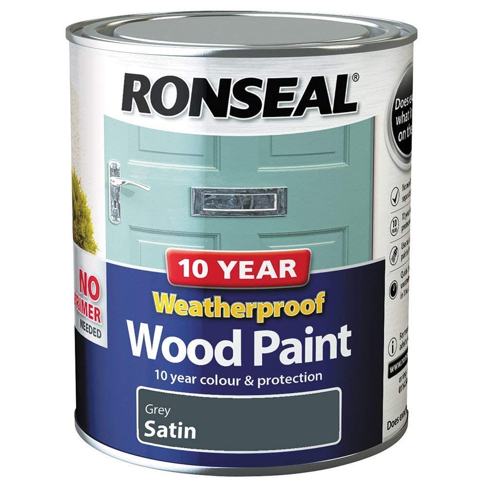 Buy RONSEAL 10 Year Weatherproof 2in1 Wood Paint Grey Satin 750ml