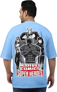 Veirdo® Pure Cotton Oversized Baggy Official Marvel Merchandise Fit Drop Shoulder Cool Back Graphic Printed T-Shirt for Me... Price In India