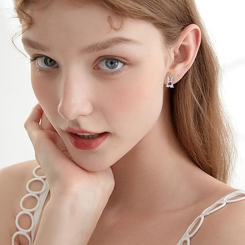 Miniatura 5 de Aretes de perro para mujer, plata de ley 925, diseño de bulldog francés, joyería de perro de animales, regalos para hija, nieta, niñas y mujeres