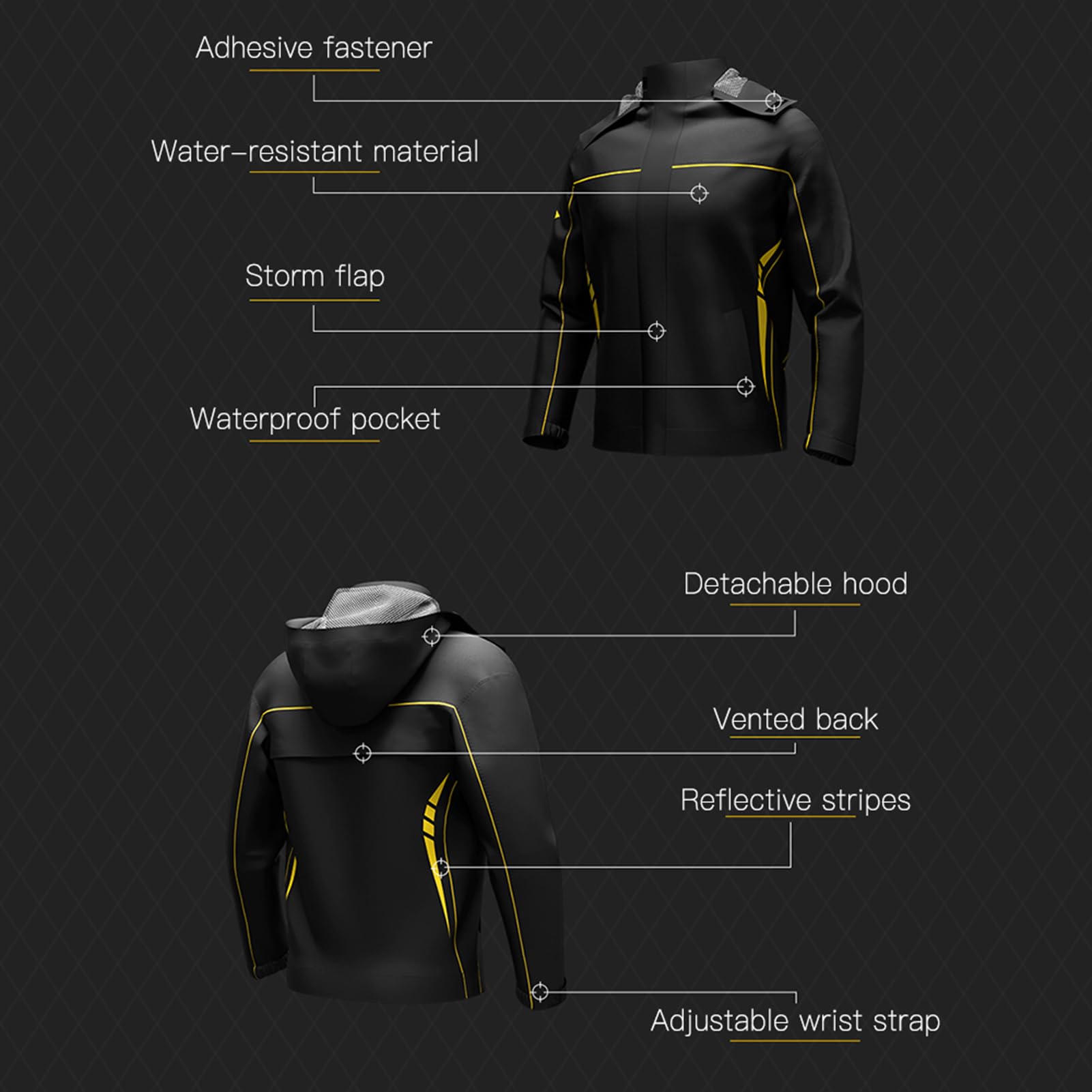 Traje de lluvia impermeable para motocicleta Hombres Mujeres Ciclismo Chaqueta y pantalones de lluvia con bolsa de almacenamiento
