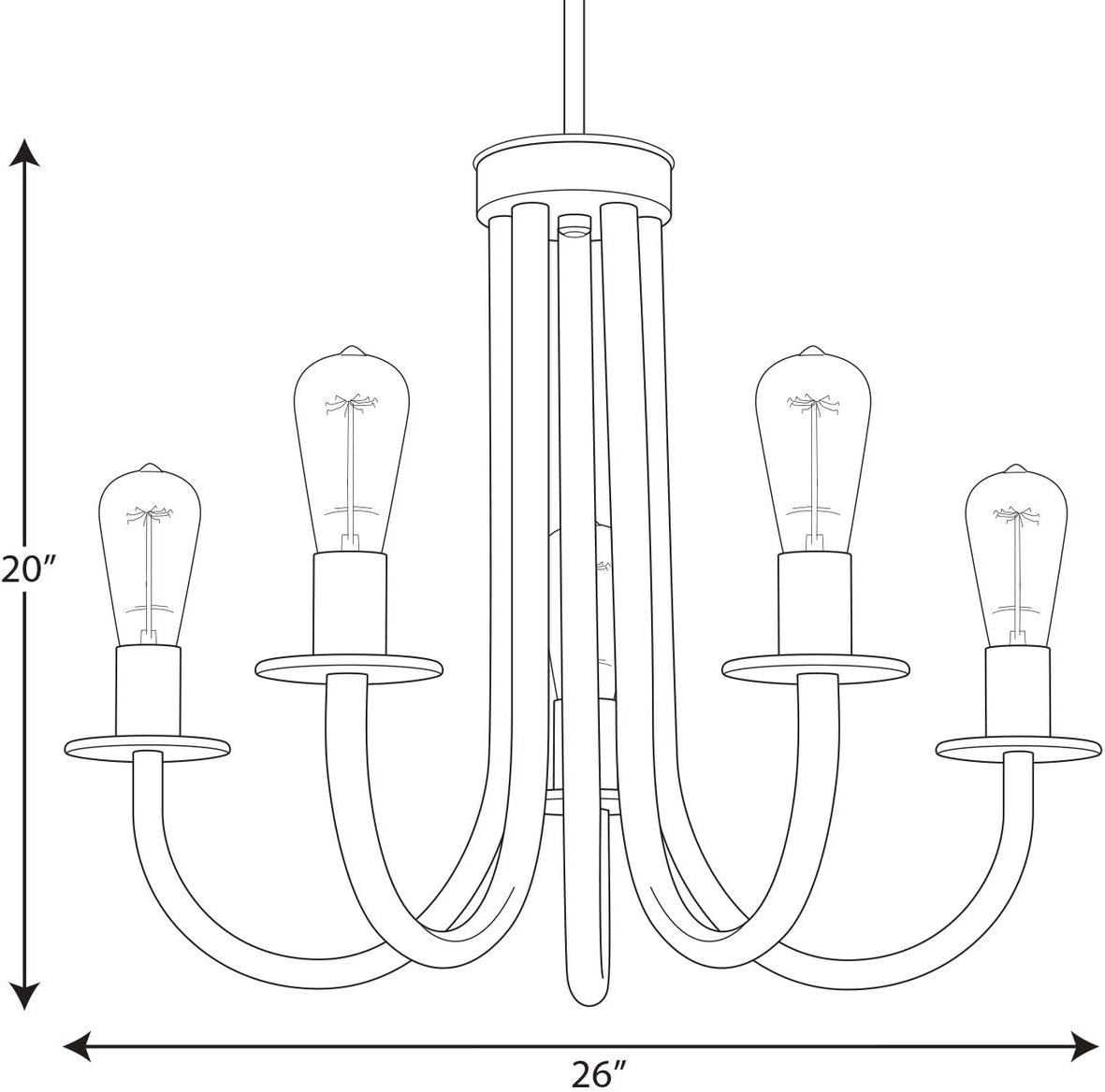 Progress Lighting P400051-143 Remix Five-Light Chandelier, 26" x 26" x 20", Graphite