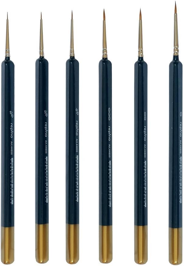 Set of 6 Fine Red Sable Artist Brush Pile of Size 10/0, 5/0, 4/0, 3/0, 2/0 and 0 Model, Oil Painting, Watercolour