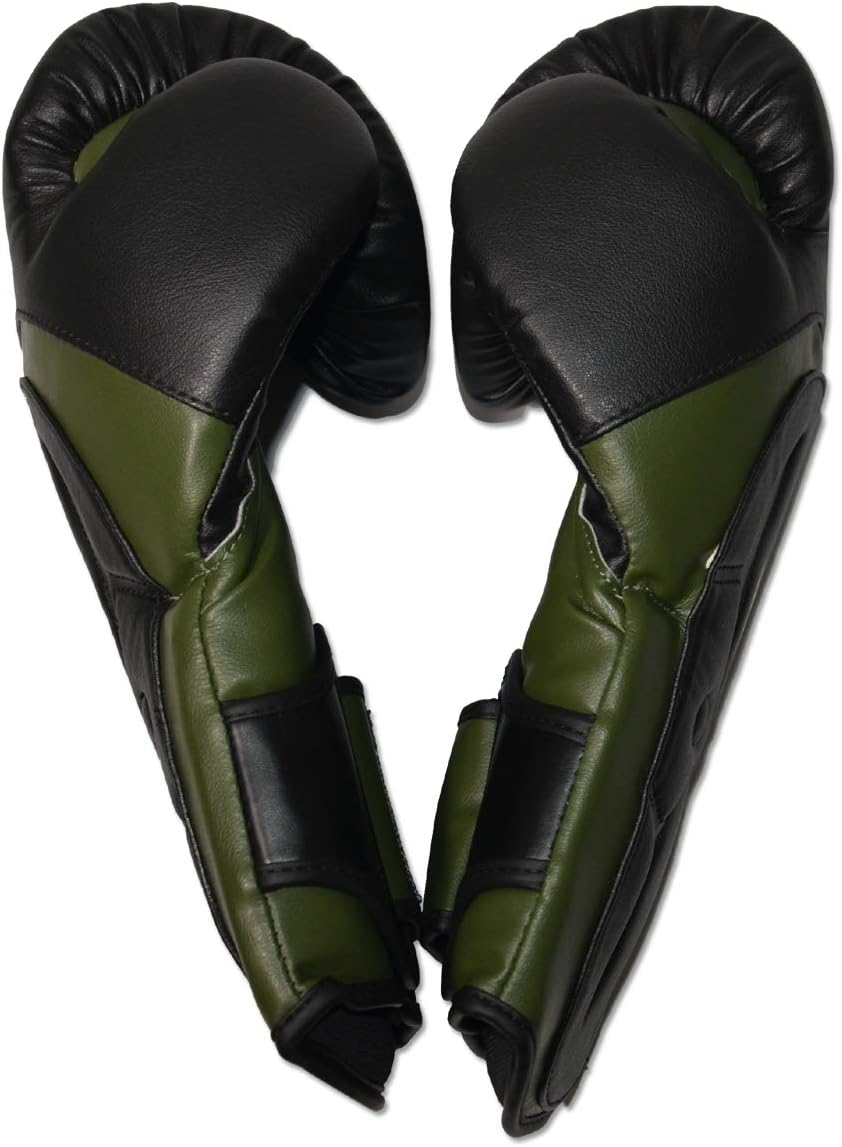 Premium Muay Thai-Style Training Boxing Gloves - Marine Green/Black - 16oz