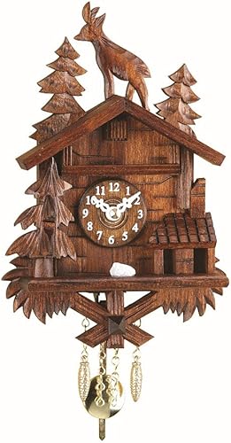 Trenkle Kuckulino - Reloj pequeño de bosque negro con movimiento de cuarzo y carillón de cuco TU 2028 PQ