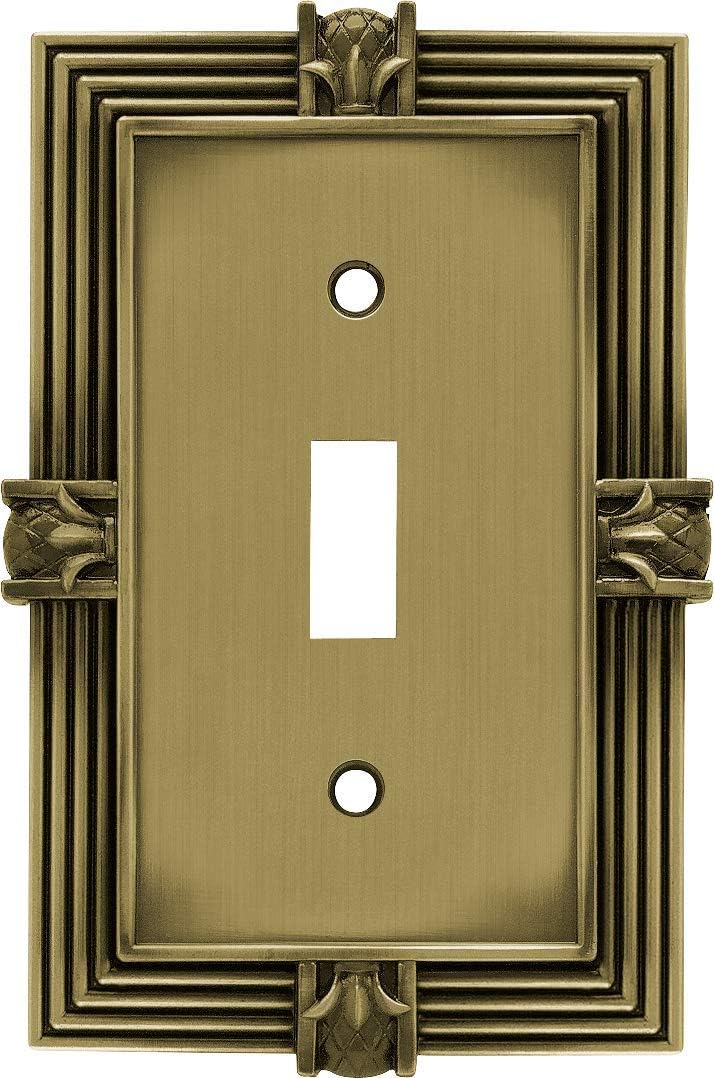 Franklin Brass Pineapple (1-Pack) Decorative Light Switch Cover Wall Plate Tumbled Antique Brass 1-Gang Toggle, Guards Electrical Outlet 64474