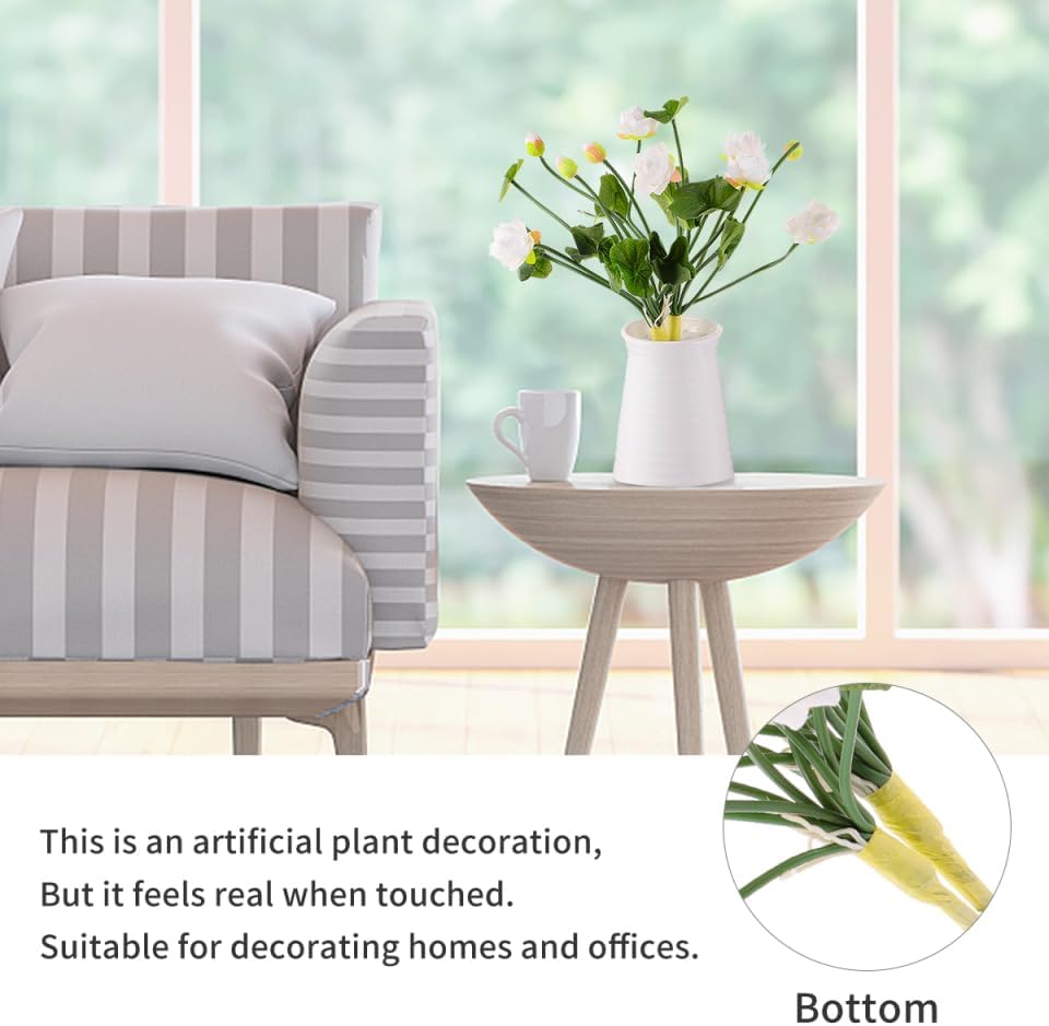 SEWACC 2 Pcs Artificial Lotus Flower Stems Fake Lotus Bouquet Faux Flower Picks Floral Greenery Stems Arrangement for Spring Easter Wedding Party Decor