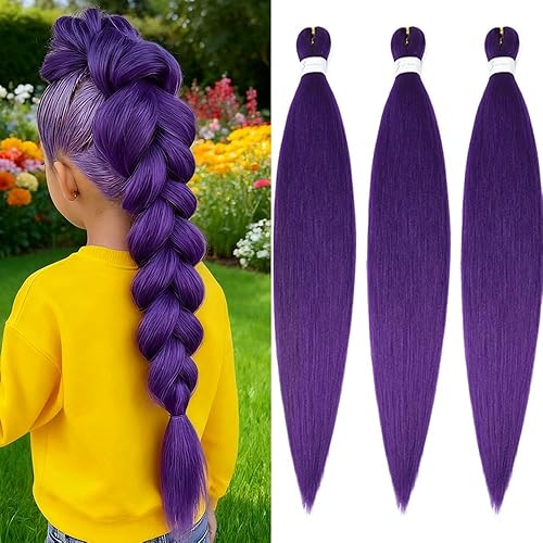 Vista 18 de Brown Braiding Hair 26 Inch Pre stretched Braiding Hair Extensions Yaki Braids Hair Hot Water Setting Synthetic Hair Colored Braiding Hair Pre 30#