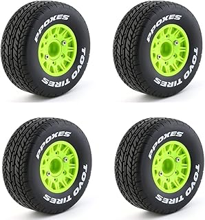 HUOOQT 4pcs 1:8 1:10 RC Remote Control Car Off-Road Tires, General Off-Road Tire Upgrade Tire for Adapter 12mm 14mm 17mm RC Big Tire Accessories (Green)