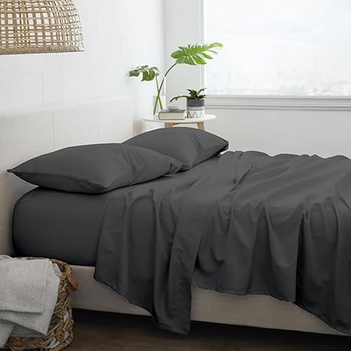 Juego de sábanas de 100 % algodón egipcio, sábanas refrescantes de 600 hilos para cama tamaño Queen, suaves y acogedoras, tejido satinado, algodón