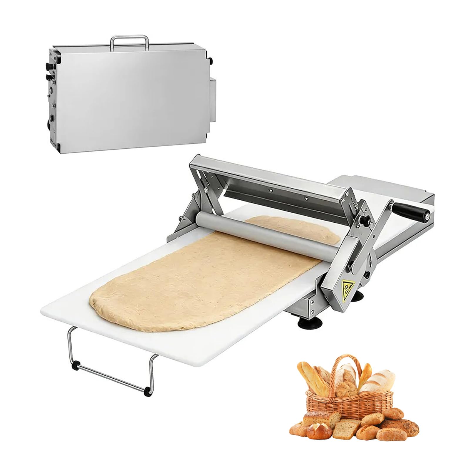 Laminoir à Pâte Pliable Laminoir Manuel à épaisseur Réglable Laminoir à Pâte Feuilletée en Acier Inoxydable Laminoir à Pâtisserie pour Pizzas Croissants Pâtisseries Domestique Commercial