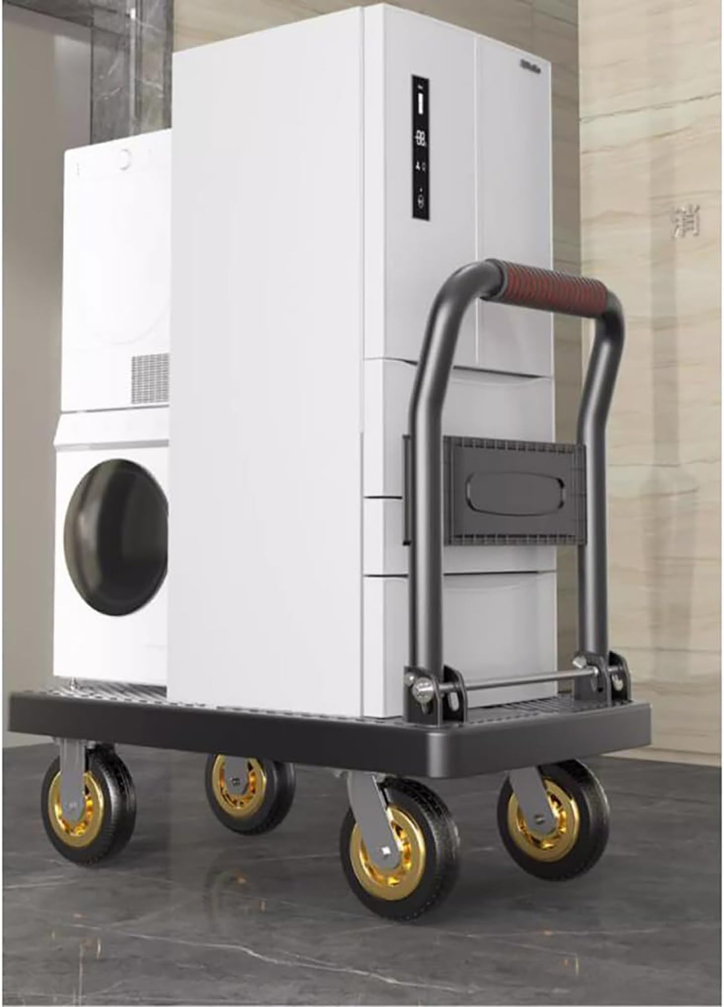 Carrello a mano pieghevole con ruote girevoli, perfetto per un uso facile e versatile. Ideale per traslochi e sollevamento pesante