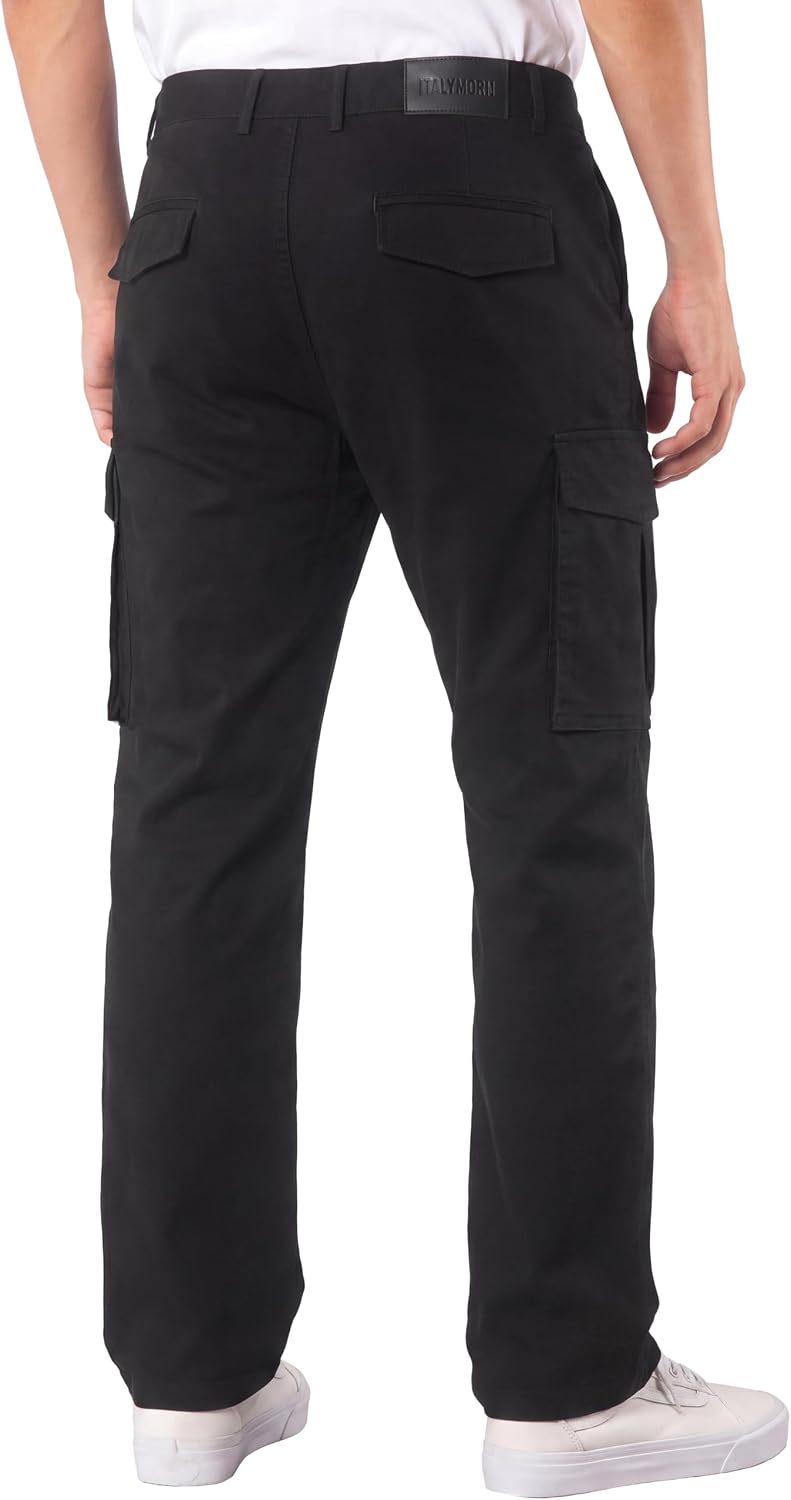 ITALYMORN Mens Slim Fit Cargo Pants, Casual Cotton Work Pants Everyday Wear