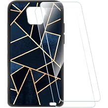 Print Case + 2 Piece Tempered Glass Film Compatible with Vasco Translator Q1, Shock Absorbing Soft Cover HD Clear Stripe | 3.54"  2