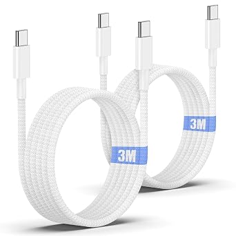 USB C to USB C Charger Cable 3M, 60W Braided Long Apple USBC Fast Charging Cable 10ft for iPhone 17/17 Pro/16/16 Pro Max/15 Pro/15 Plus, MacBook, iPad Pro Air/Mini/6Gen/Samsung