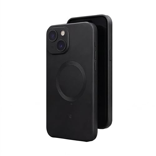 amazon basics Premium Mag-Safe Case for iPhone 13 | Shockproof & Anti-Scratch Cover | Soft Silicone with Wireless Charging | Camera Lens Guard - Black