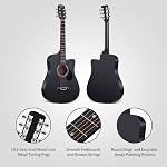 38 inch Beginner Acoustic Guitar Black Basswood Cutaway Guitarra Starter Kit with Gig Bag Stap Learning Book Strings Strap Tuner Picks Capo Cleaning Cloth