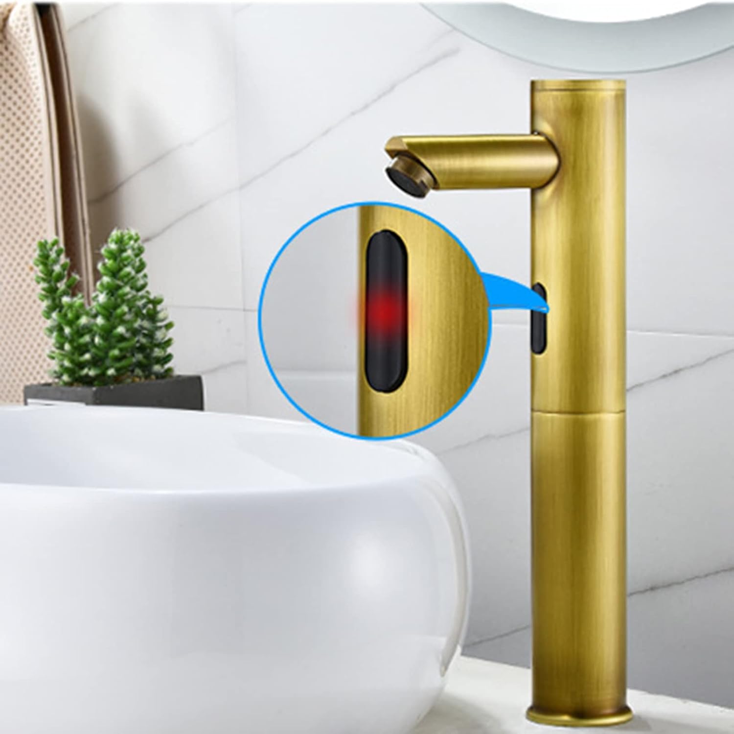 Sensor taps for wash Basin Bathroom Sink tap Automatic Sensor Mixer tap touchless tap Battery Powered, d-Tall Basin taps, Cold Water tap