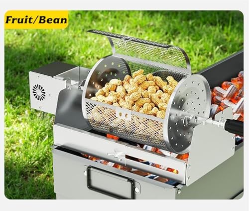 Rotatable Grilled Cage Air Fryer Oven Basket,360 Degree Heating Rotating Cages Rotisserie Basket for Baking Nuts, Coffee Beans, Peanut or BBQ Roaster Tool, Food Grade Stainless Steel (120mm*180mm) - Thumbnail 7