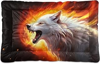 Kigai Wolf Dog Bed Machine Washable Pet Bed Mattress Comfortable Soft Pet Bed Mat Non-Slip Bottom Couch for Small Medium Dogs,24x18 Inch