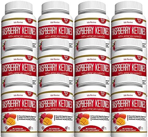 Raspberry Ketones Weight Loss Supplement - African Mango Green Tea Extract Apple Cider Vinegar Kelp Grape Seed Extract Fat Burner Appetite Suppressant Boosts Energy Metabolism, 12 Bottles 60 Capsules