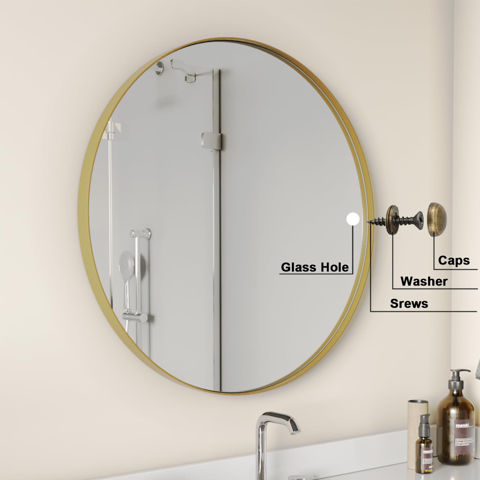 Brass Decorative Screws with Caps - Mirror Fixing -5