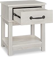 Vista 6 de Signature Design by Ashley Dorrinson Farmhouse - Mesita de noche con 1 cajón, 24.13 pulgadas de alto, blanqueada