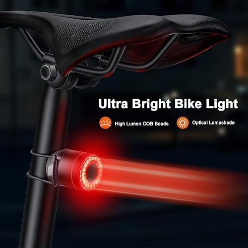 Miniatura 2 de Luz trasera inteligente para bicicleta, recargable, detección de frenos, luz trasera de bicicleta de encendidoapagado automático, luces de bicicleta